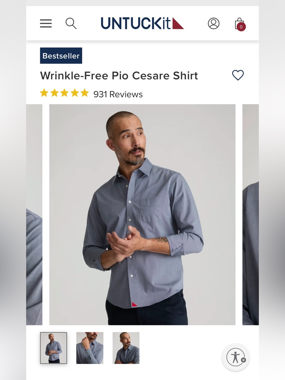 UNTUCKit Men's Wrinkle-Free Pio Cesare Shirt in Slate Blue